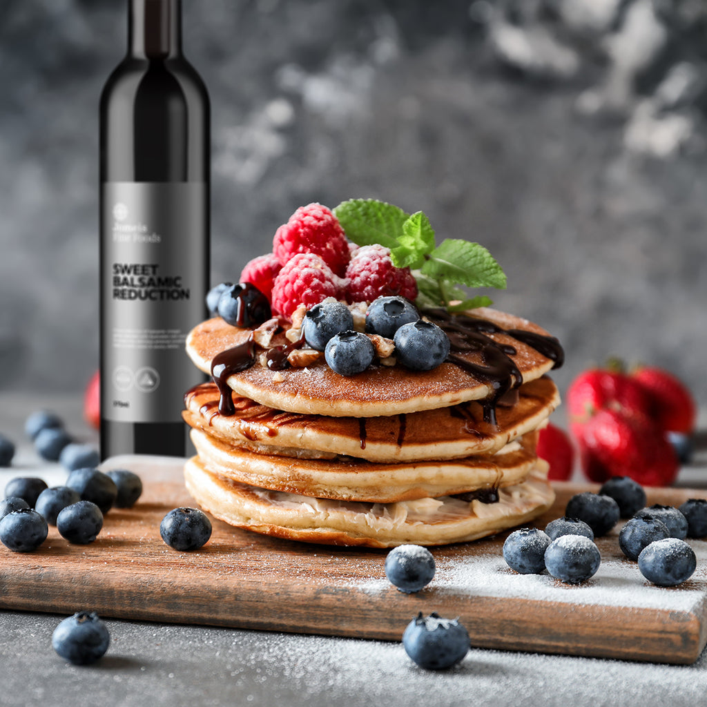 Pancakes with Jomeis Sweet Balsamic Reduction