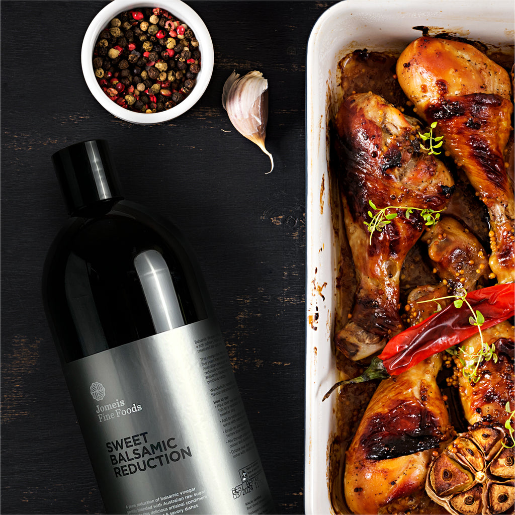 Jomeis Sweet Balsamic Reduction with roasted chicken