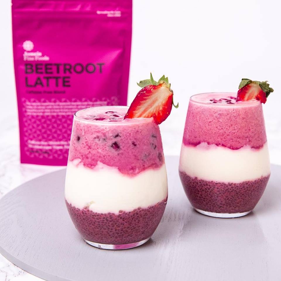 Jomeis Beetroot Latte pudding cups Good Mood Food NZ
