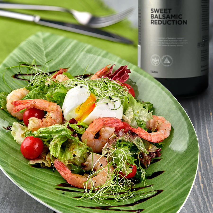Prawn salad with Jomeis Sweet Balsamic Reduction